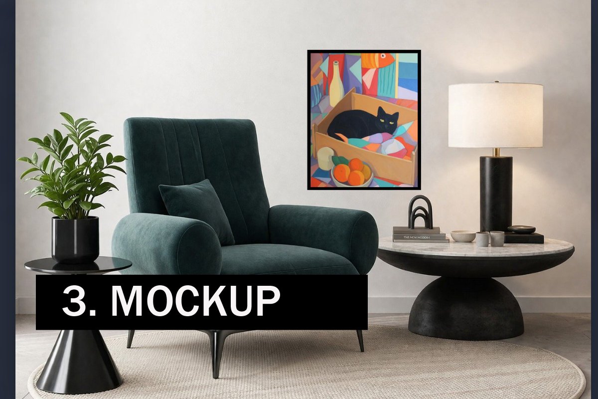 Finished interior mockup ready for listing